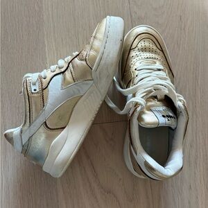 Diadora Heritage Metallic Gold and White Women's Sneakers